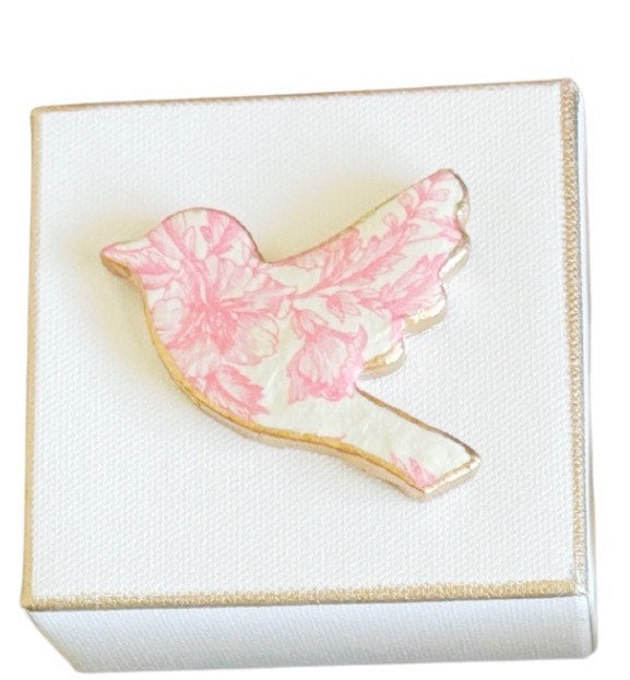 Vintage Pink Toile Design Peace Dove Canvas Art