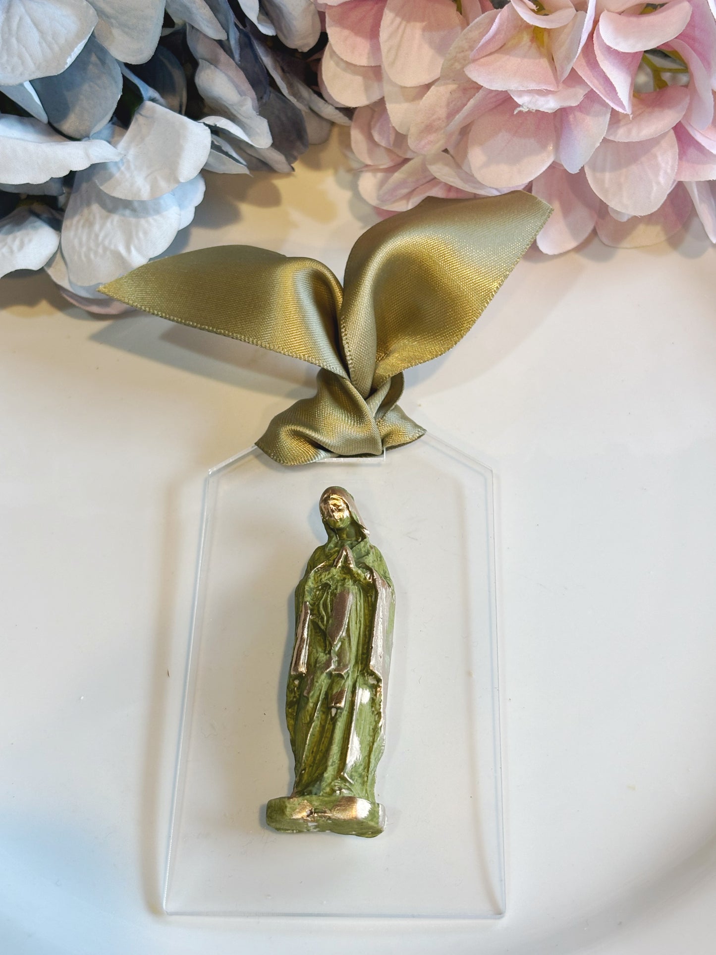 Hand Brushed Gold Leaf Wedgewood Blue Mary Home Decor Accent ~ Wreath Accent