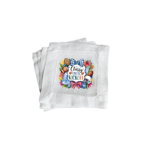 Preppy Classy until Kickoff Gameday Linen Hemstitch Napkins