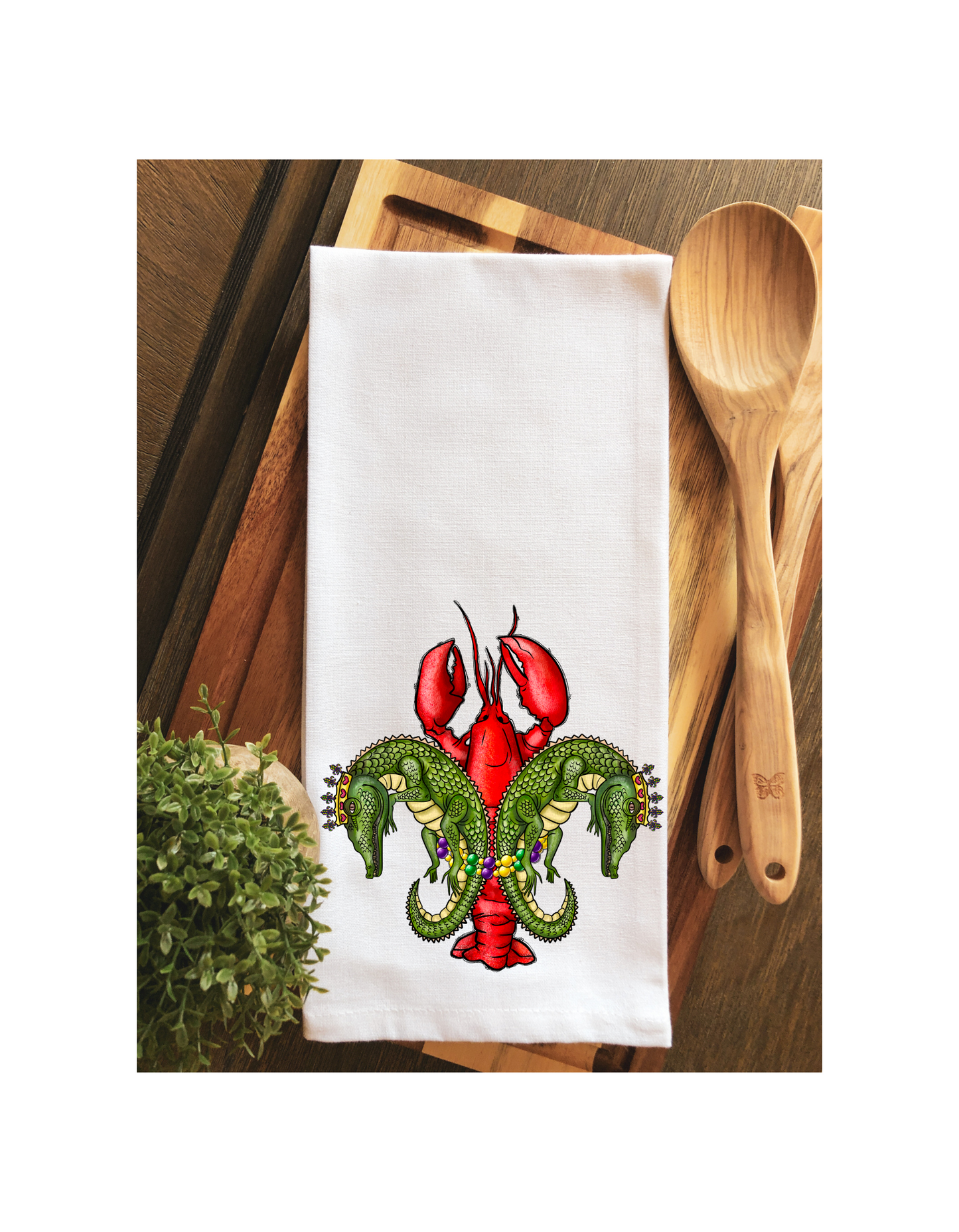Royal Alligator Crawfish Fleur de Lis Tea Towel