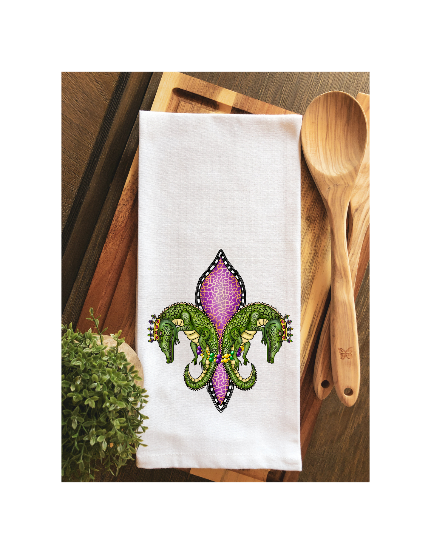 Royal Alligator Fleur de Lis Tea Towel