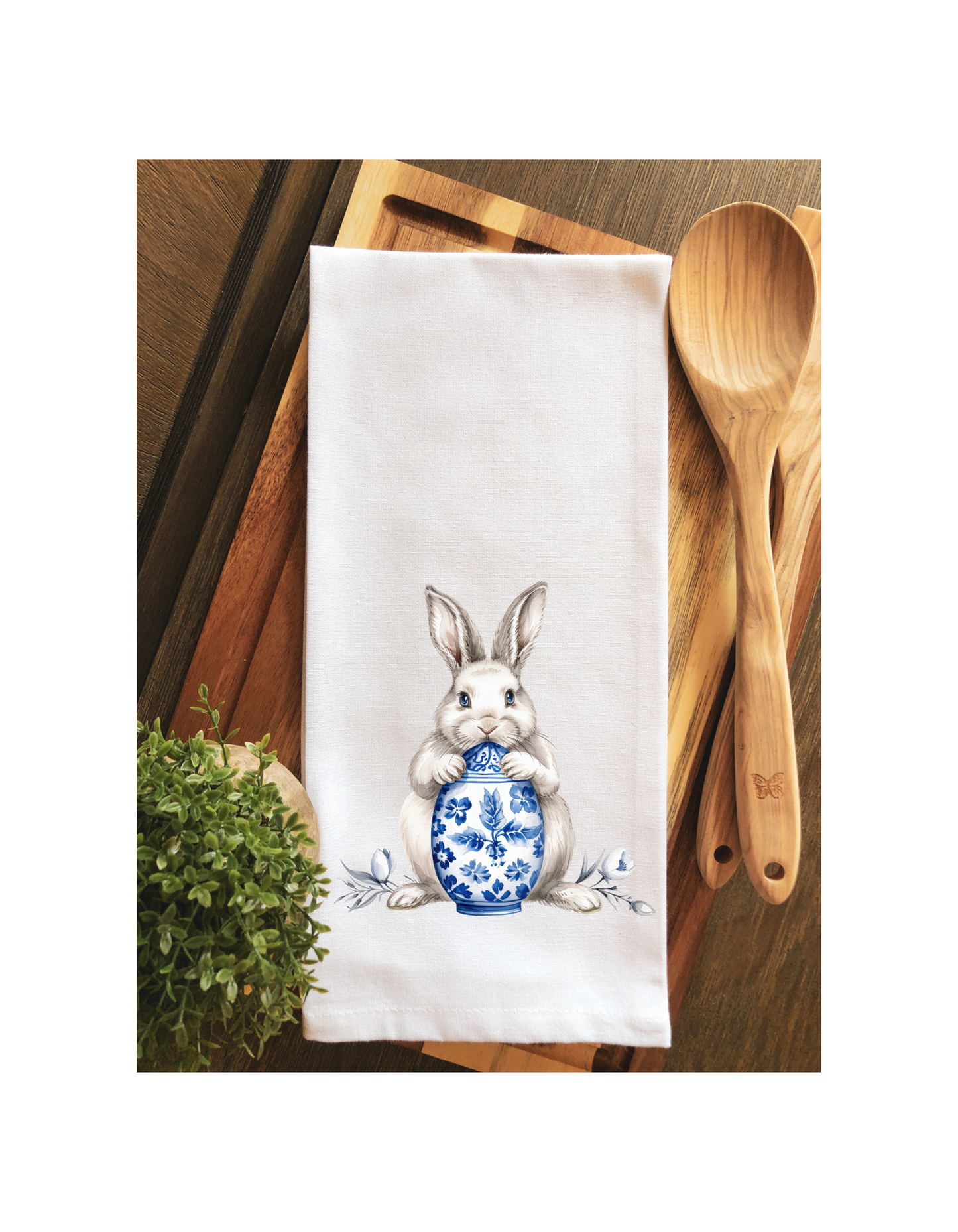 Chinoiserie Bunny Tea Towel
