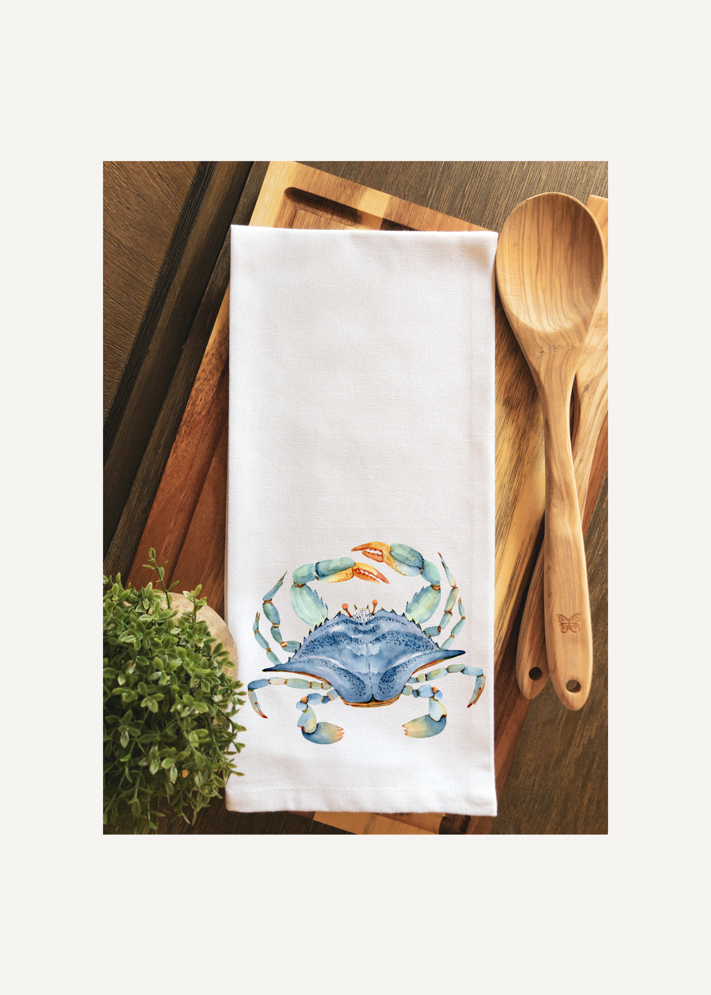 Watercolor Blue Crab Tea Towel - Kitchen Towel