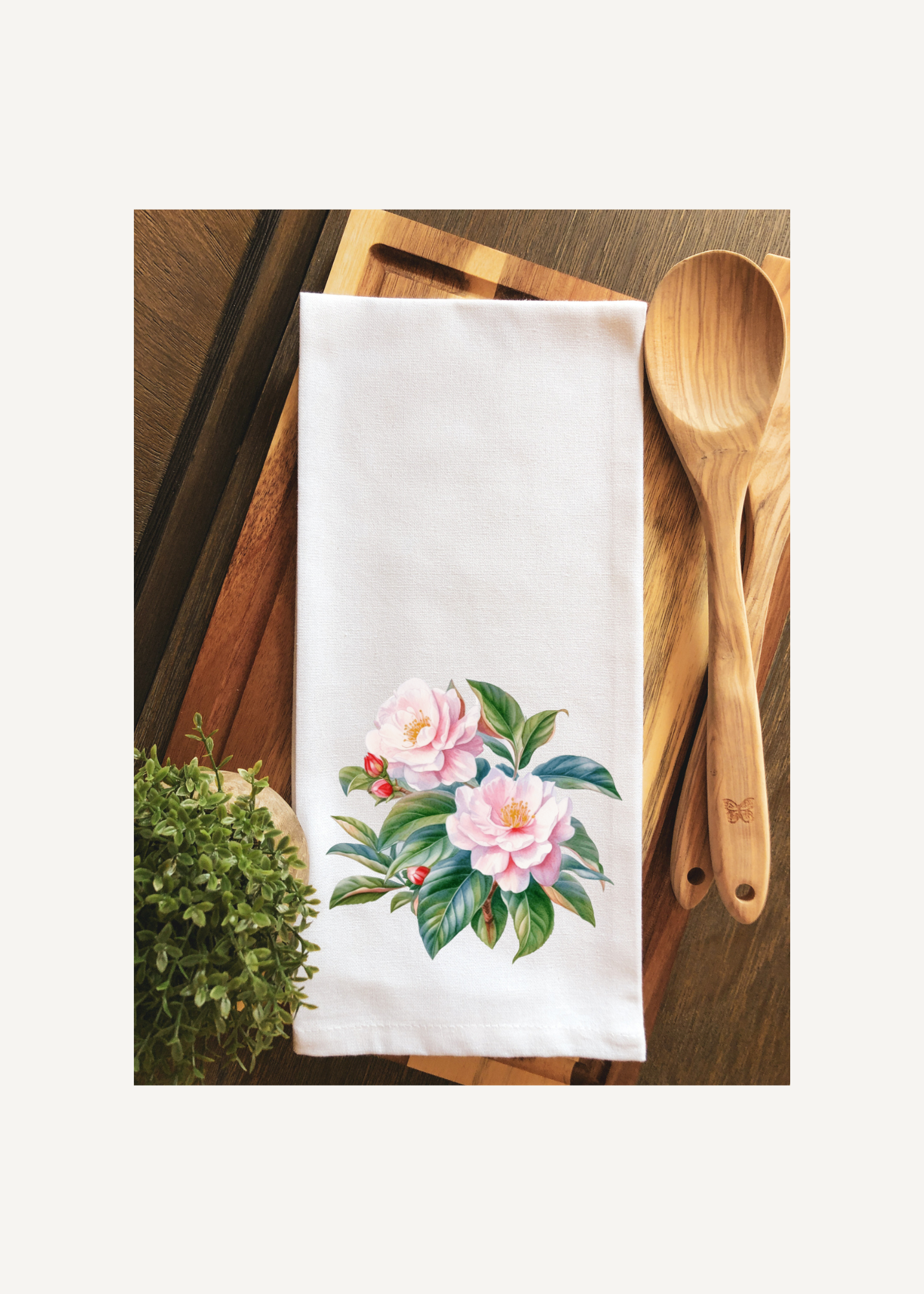 Southern Camellia Floral Tea Towel