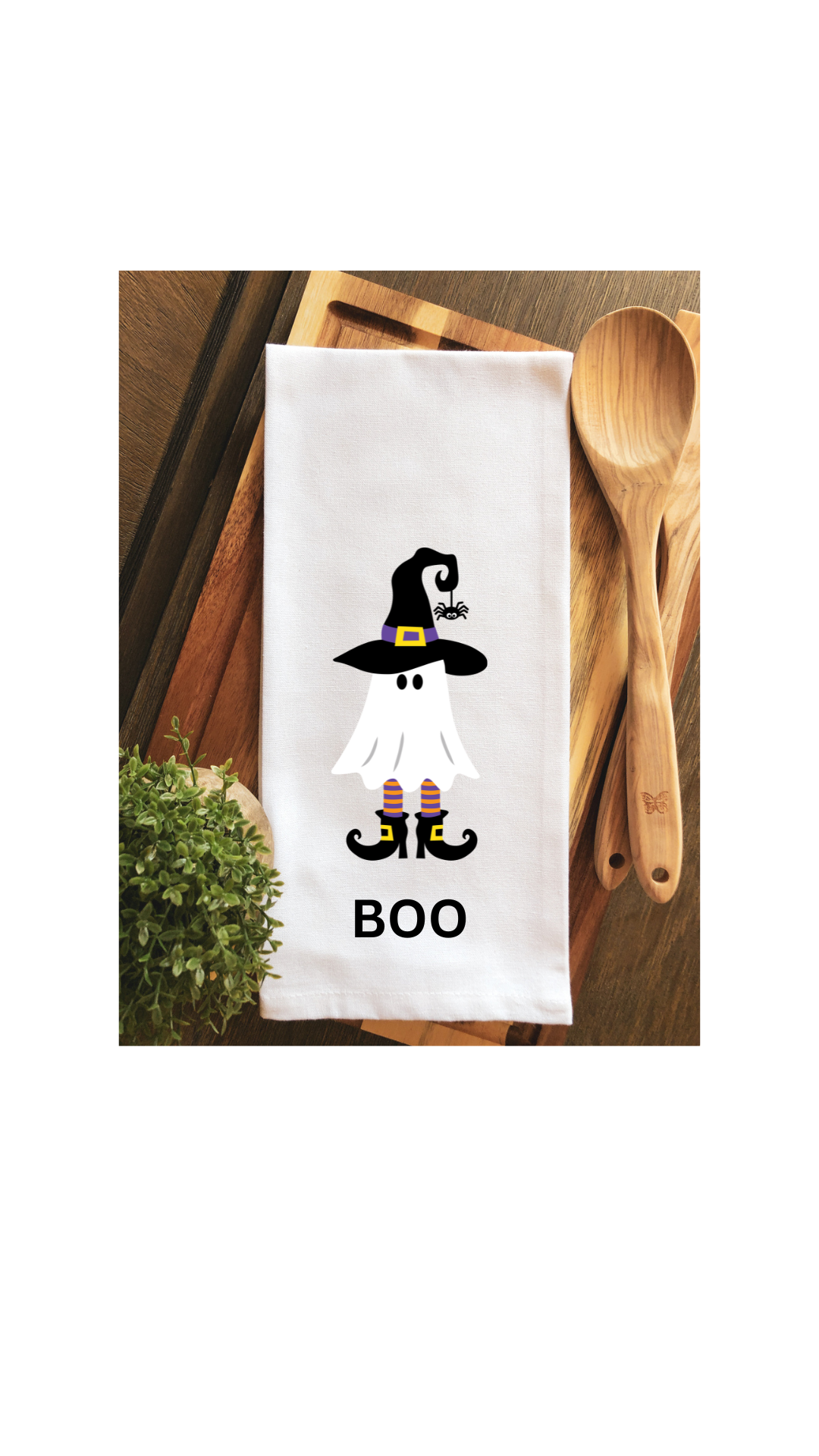 Whimsical Little BOO Ghost Halloween Tea Towel - Hand Towel