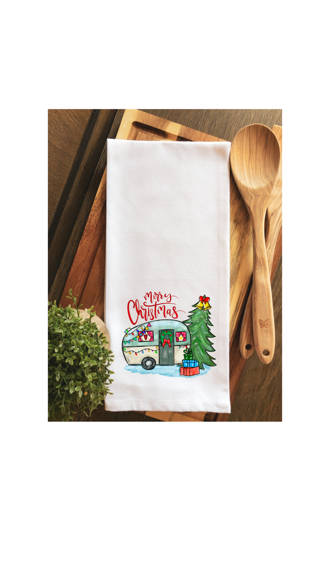 Merry Christmas Camper Tea Towel - Hand Towel