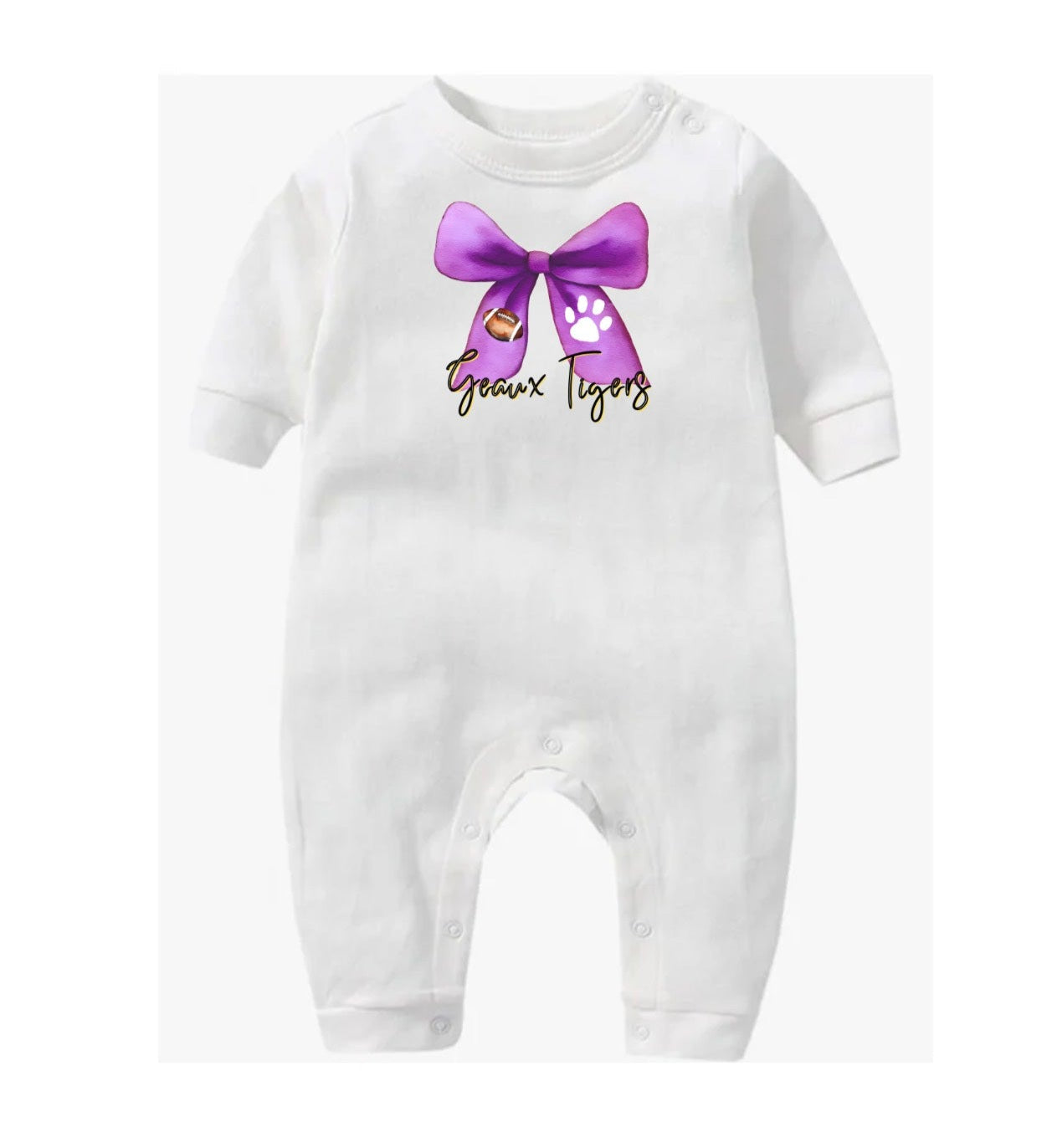 LSU Geaux Tigers Bow Infant Romper