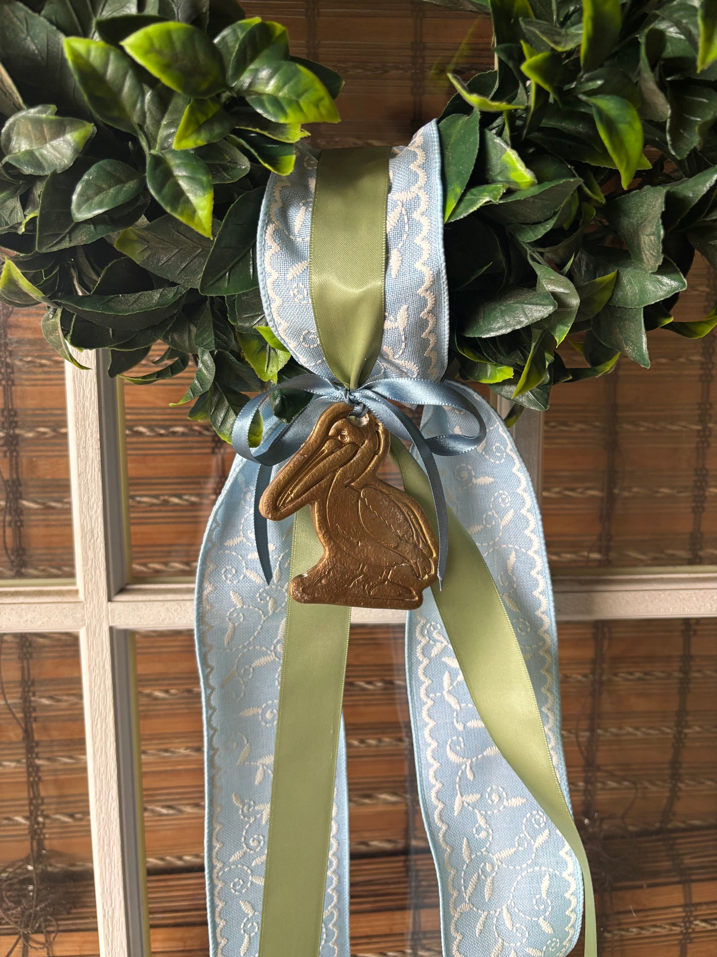Heirloom Wreath Sash Set with Gold Leaf Pelican Wreath Charm