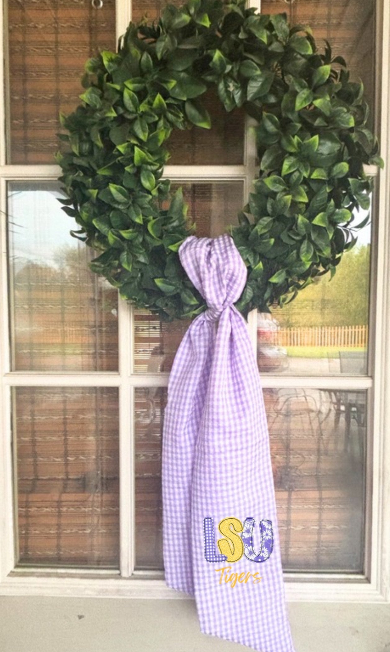 Preppy Gingham Seersucker Tigers Gameday Wreath Sash