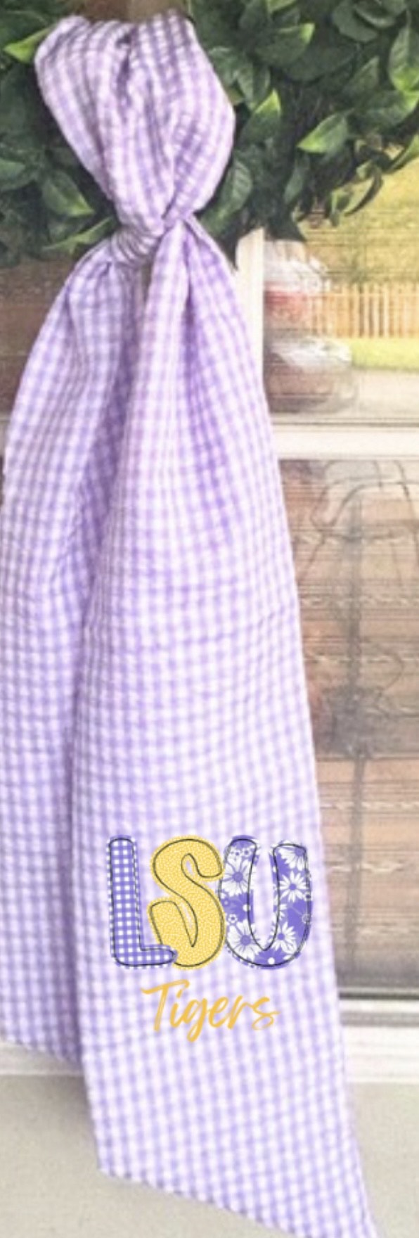 Preppy Gingham Seersucker Tigers Gameday Wreath Sash