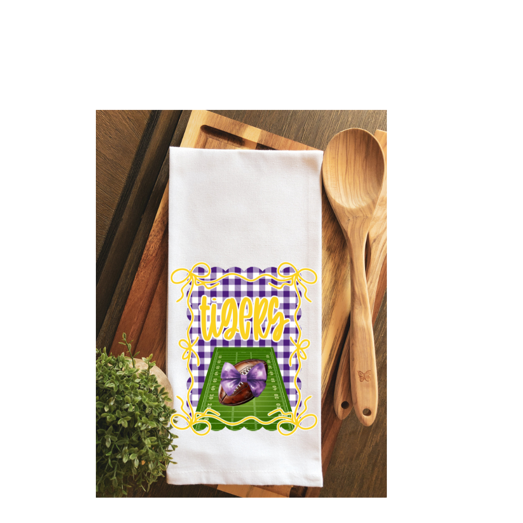 Preppy Gingham LSU TIGERS Gameday Tea Towel