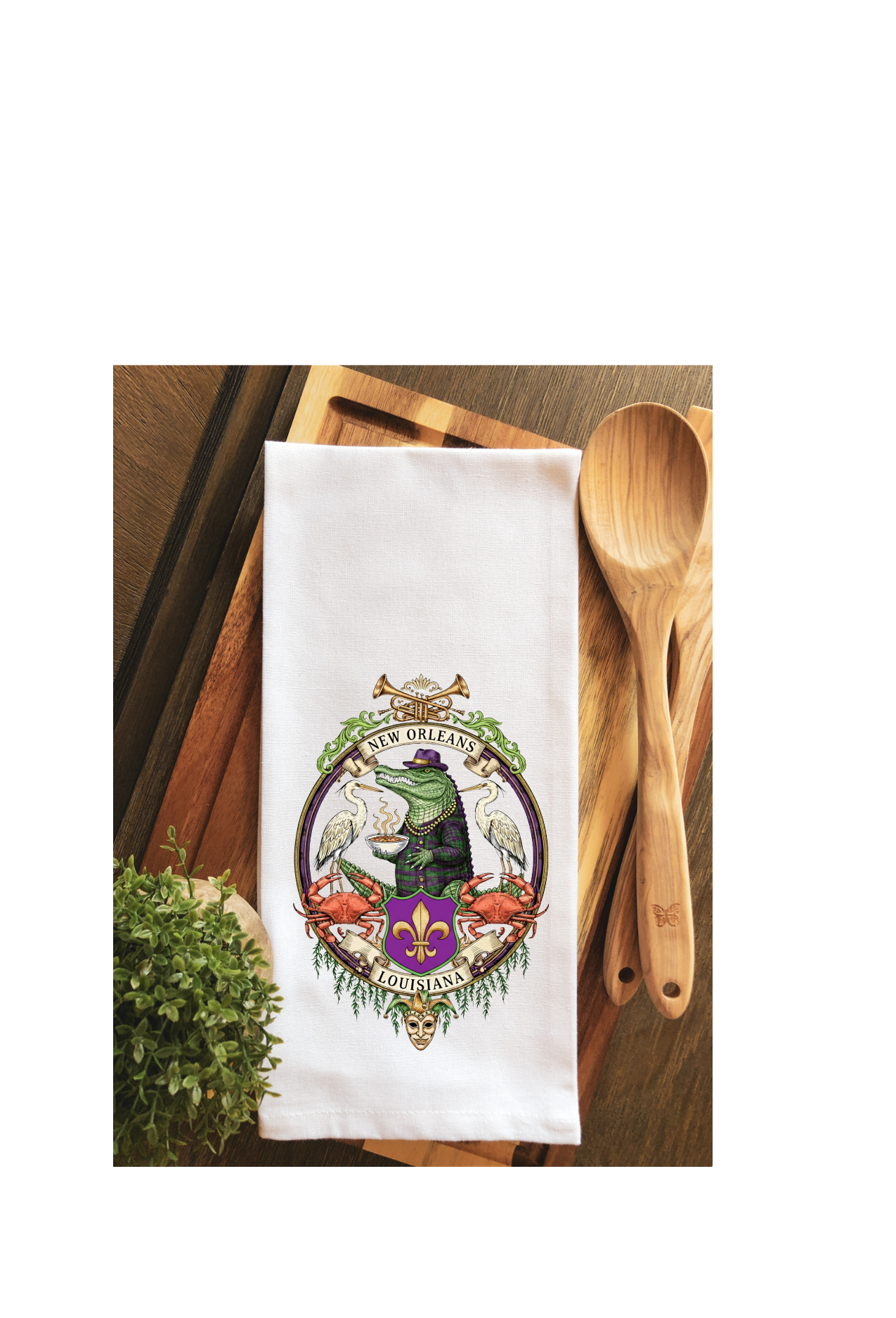 New Orleans Icons Louisiana Crest Tea Towel