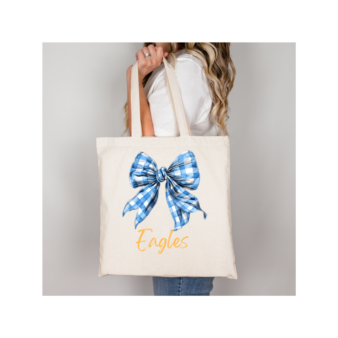 Preppy Plaid Coquette Eagles Tote Bag