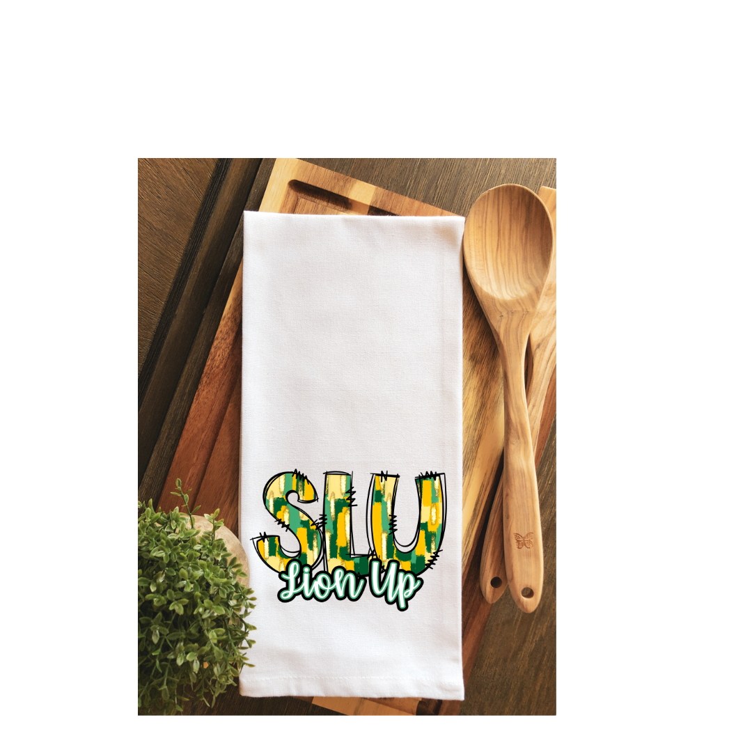 SLU Lions Lion Up Gameday Tea Towel ~ Kitchen Towel ~