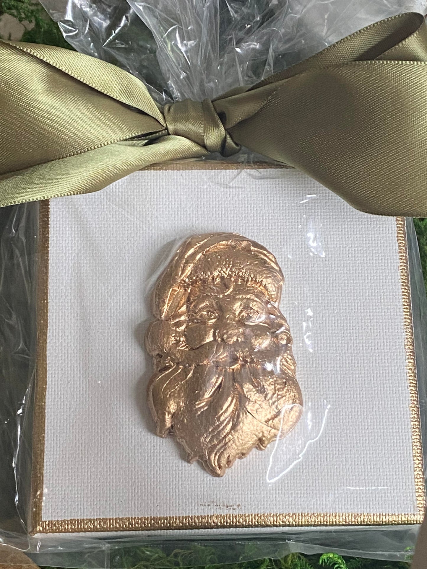 Hand Brushed Gold Leaf Santa Canvas Art