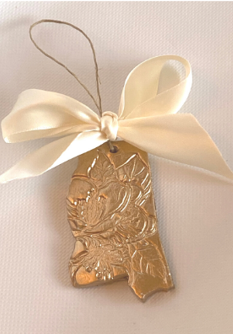 Hand Brushed Gold Leaf Mississippi Magnolia Ornament