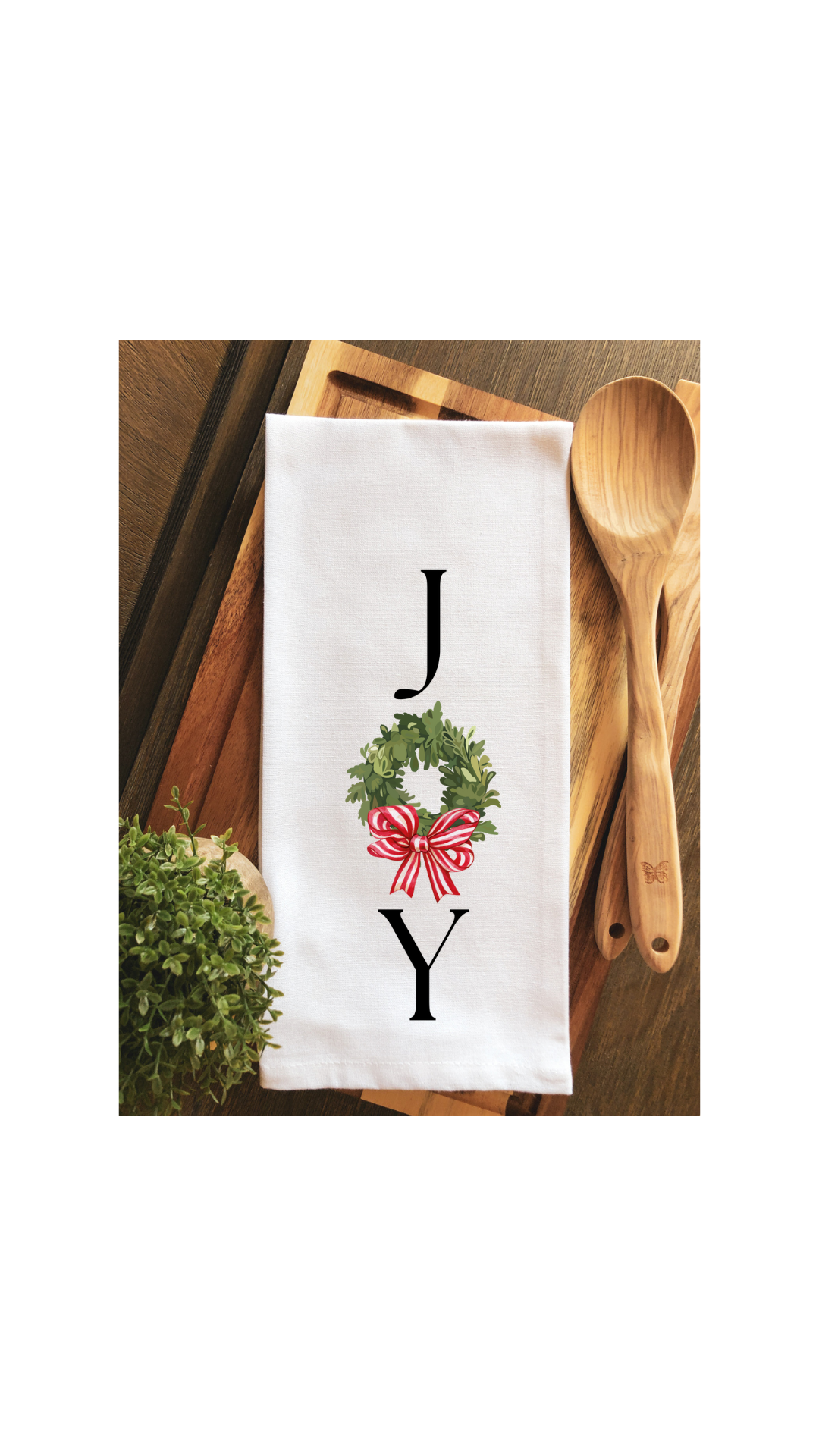 JOY Christmas Wreath Tea Towel - Hand Towel