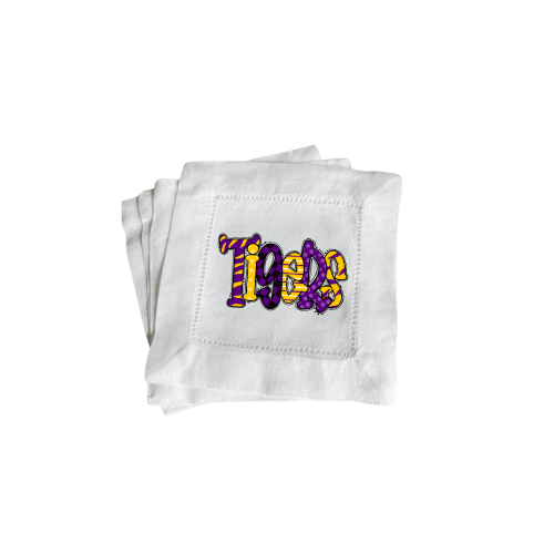 Purple and Gold TIGERS Gameday Cocktail Napkins