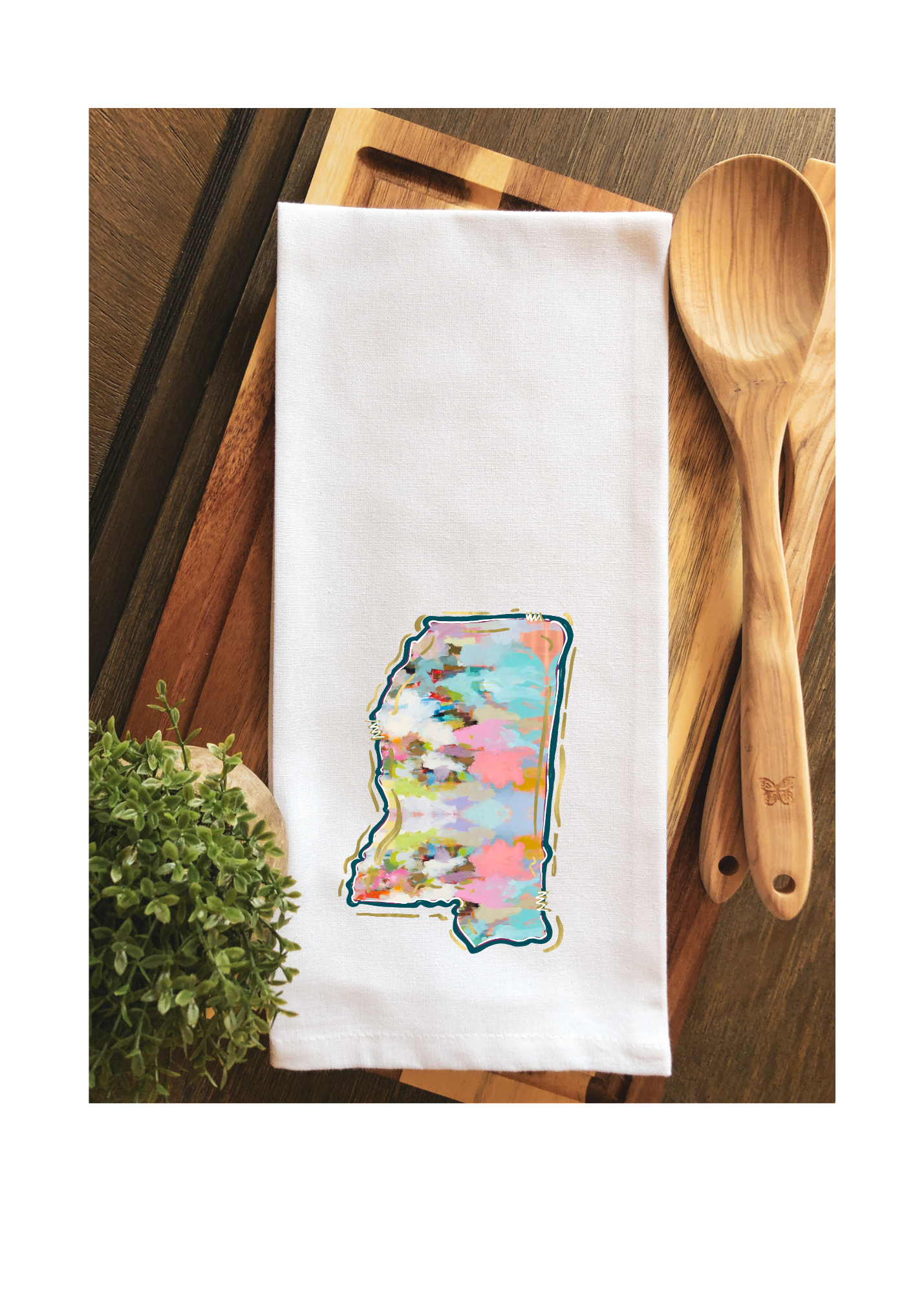 State of Mississippi Watercolor Tea Towel - Kitchen towel