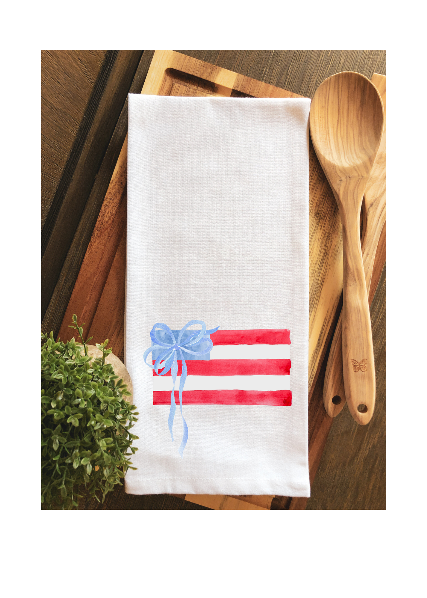 Preppy Patriotic Watercolor American Flag Tea Towel - Hand Towel