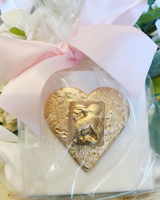 Hand Brushed Gold Leaf Bunny on Heart Canvas Art