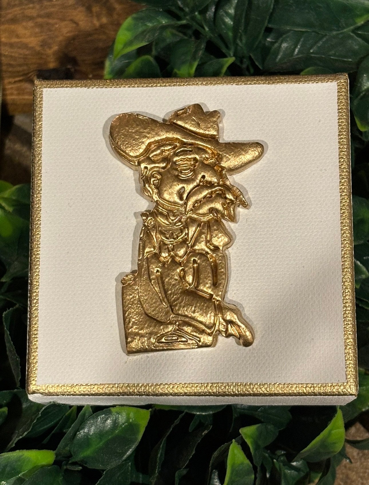 Hand Brushed Gold Leaf Colonel Reb Game Day Canvas Art