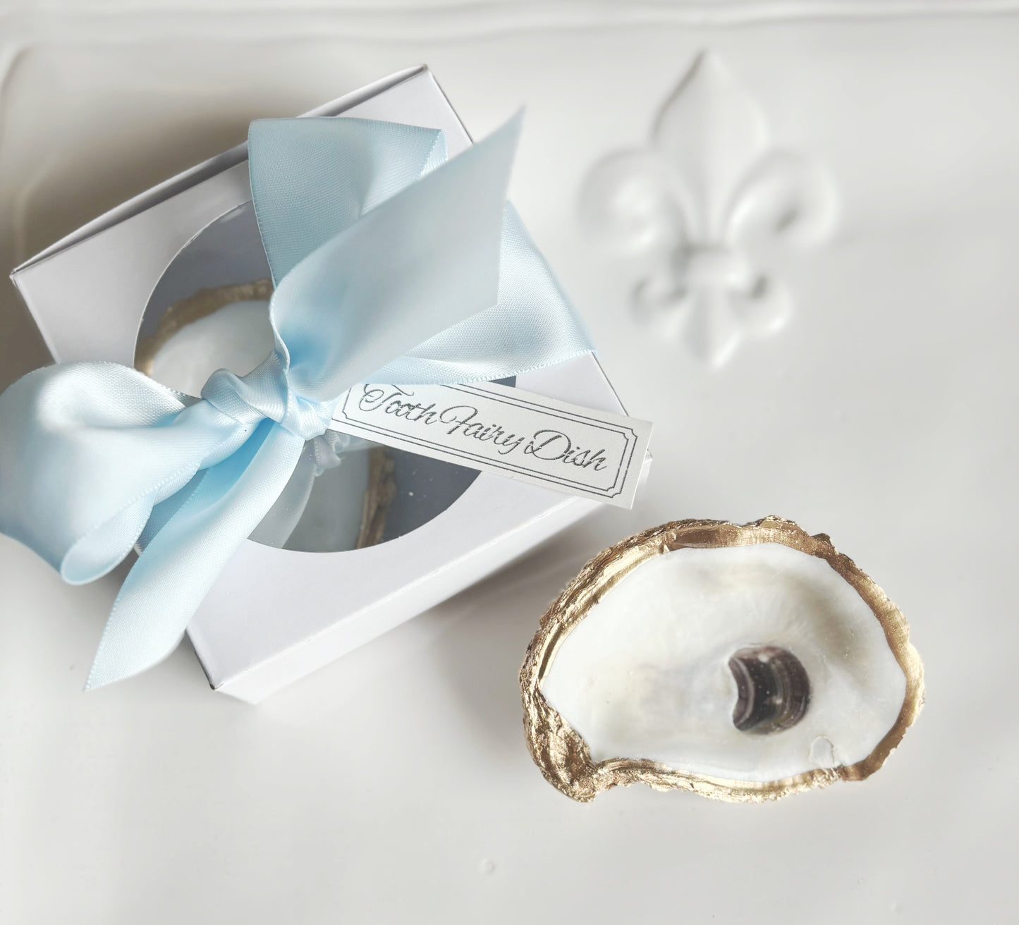 Hand Gilded Oyster Shell Tooth Fairy Dish