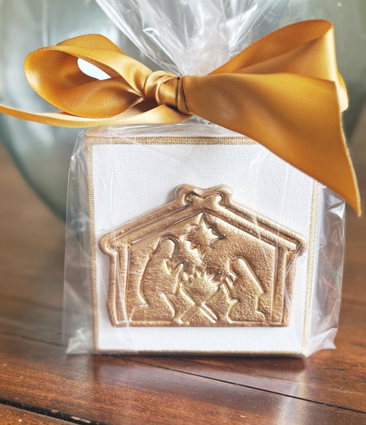 Hand Brushed Gold Leaf Nativity Canvas Art