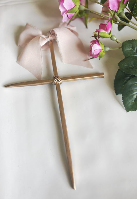 Gold Leaf Crucifix  8" Nail Design Cross