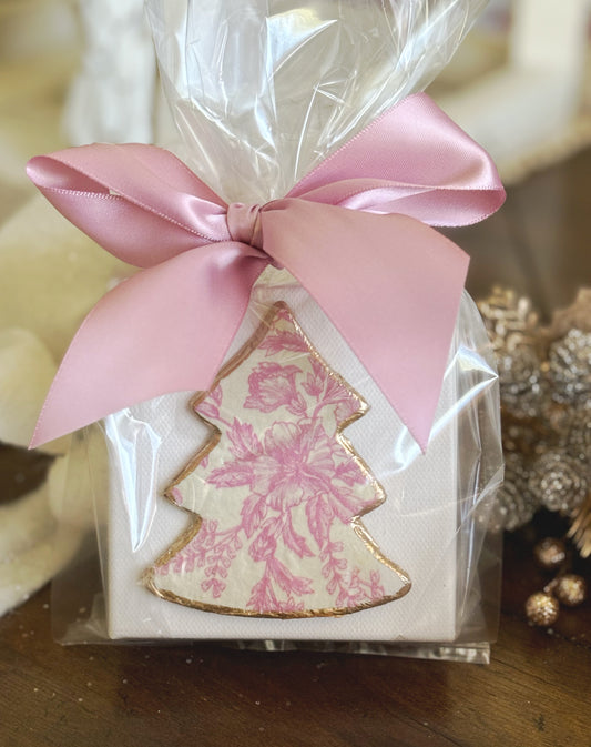 Pink Vintage Design Christmas Tree Canvas Art