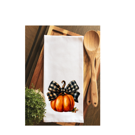 Gingham Coquette Pumpkin Tea Towel - Hand Towel