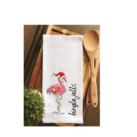 Bingle Jells Christmas Flamingo Tea Towel - Hand Towel