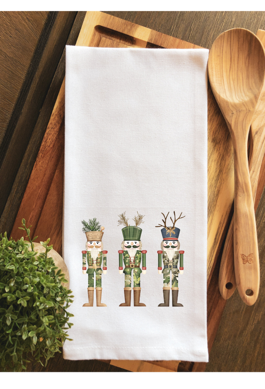 Whimsical Camoflauge Hunting Nutcracker Tea Towel