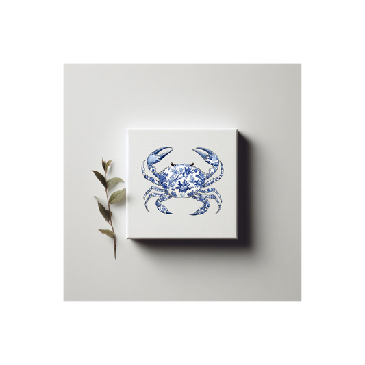 Grand Millennial Chinoiserie Coastal Crab Canvas