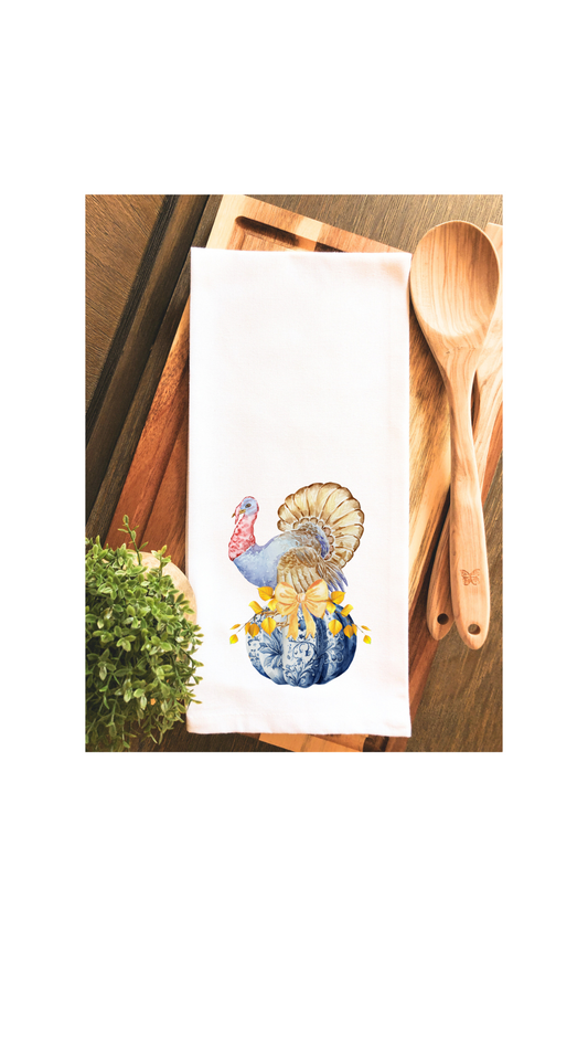 Chinoiserie Thanksgiving Turkey Tea Towel - Hand Towel