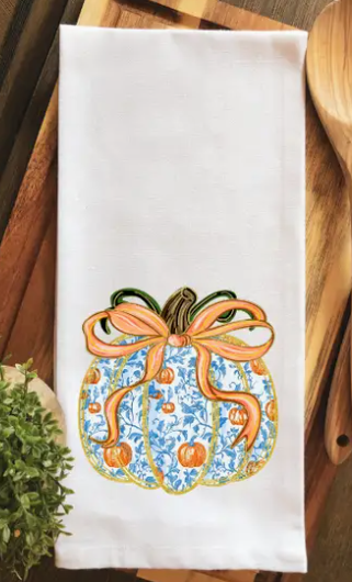 Chinoiserie Coquette Pumpkin Tea Towel