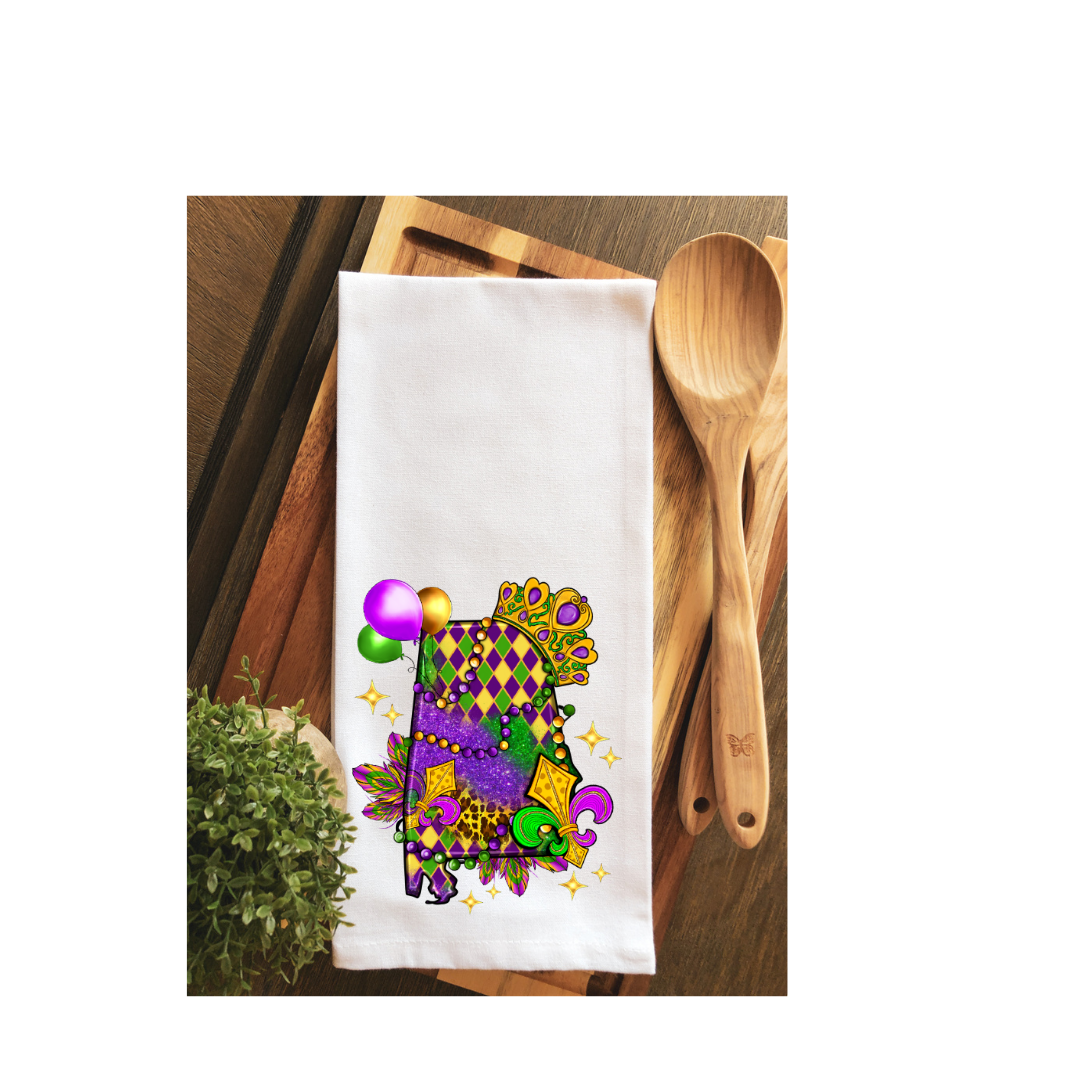 Alabama Mardi Gras Tea Towel - Hand Towel