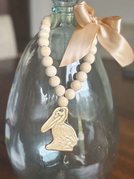 Hand Brushed Gold Leaf Pelican Blessing Beads