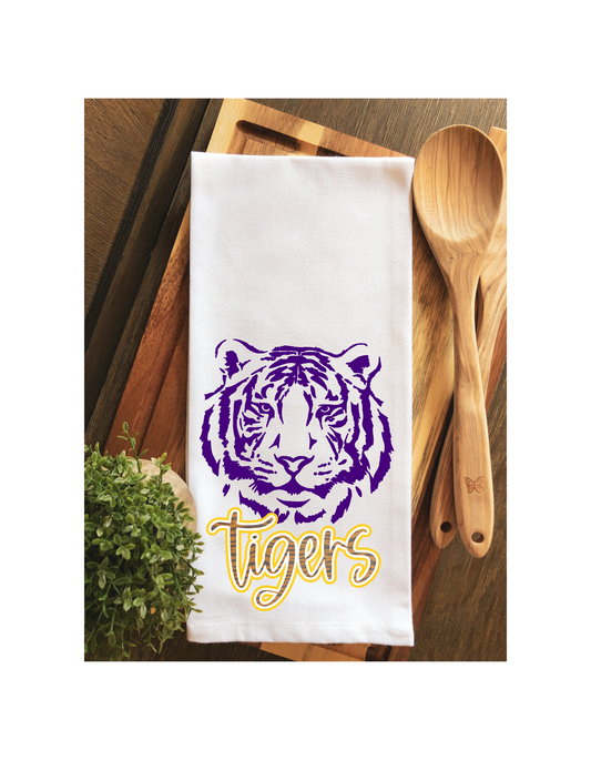 Tigers Purple and Gold Gameday Tea Towel