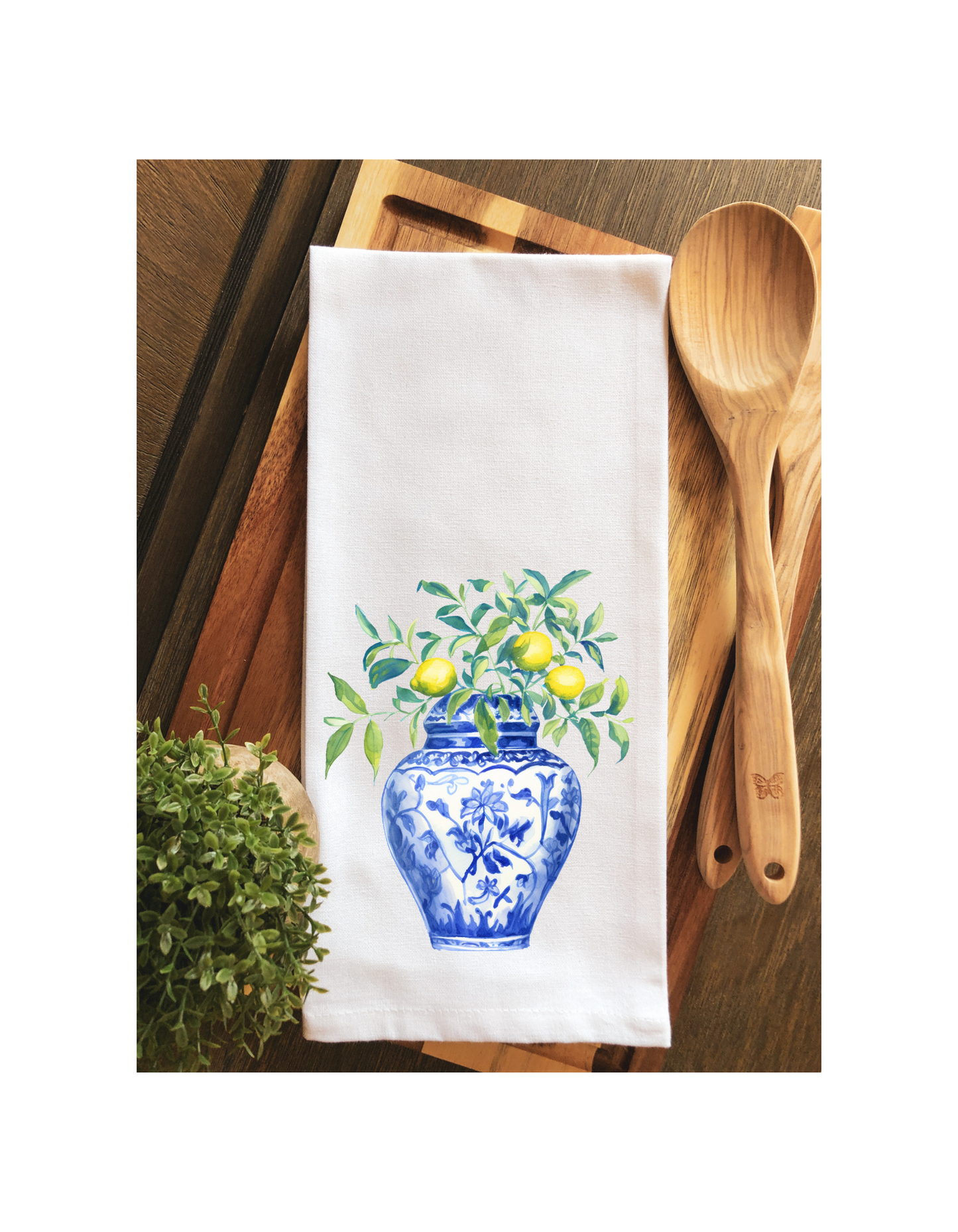 Chinoiserie Lemon Tree Ginger Jar Tea Towel