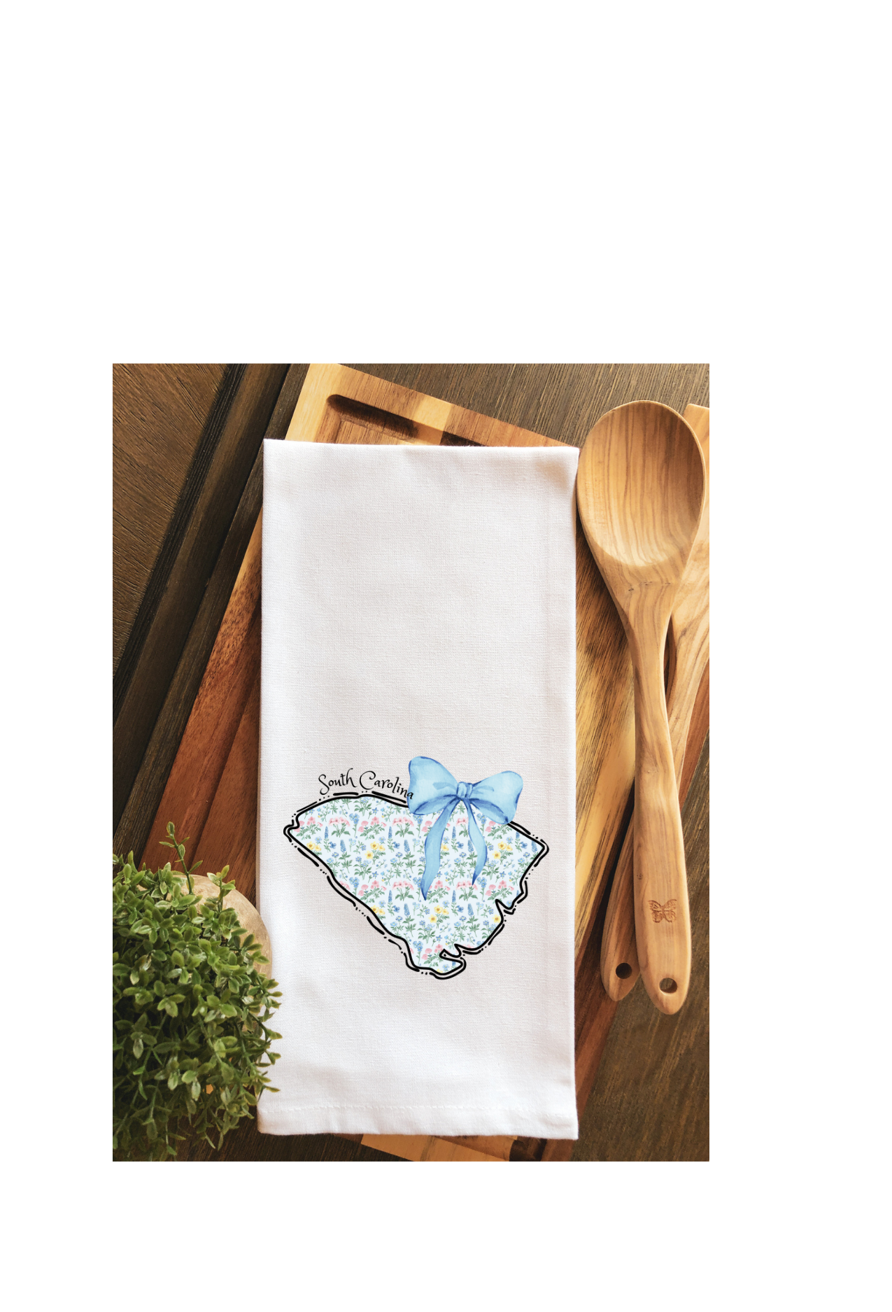 Floral Coquette State of South Carolina Tea Towel
