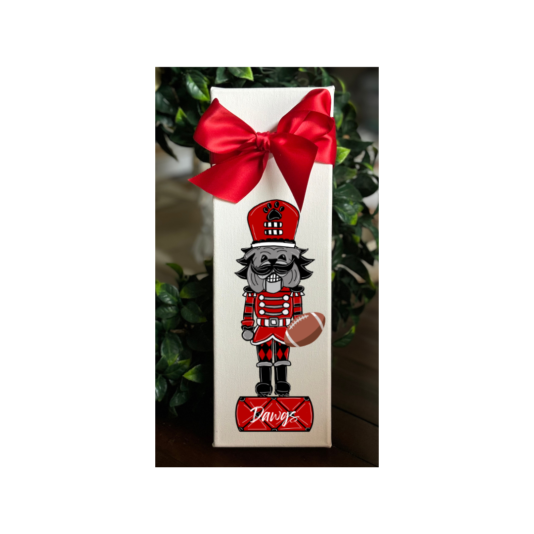 Whimsical Georgia Bulldog Gameday Nutcracker Canvas