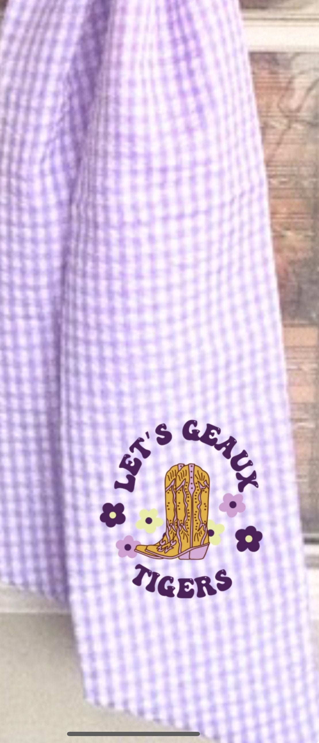 Preppy Gingham Seersucker Let's Geaux Tigers Gameday Wreath Sash