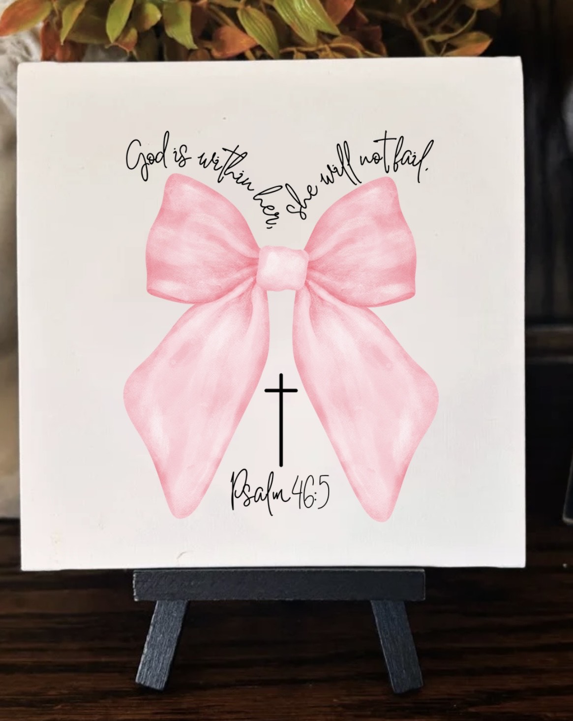 Pink Coquette God is Within Her Canvas Art with Easel