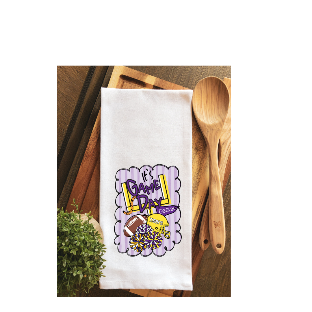It's GAMEDAY TIGERS Preppy Tea Towel ~ Kitchen Towel