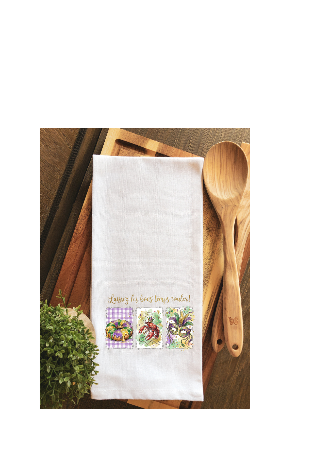Laissez Les Bons Temps Rouler Mardi Gras Tea Towel