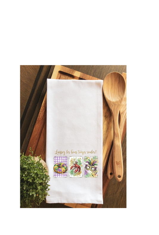 Laissez Les Bons Temps Rouler Mardi Gras Tea Towel