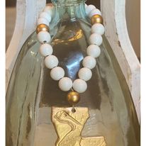 Hand Brushed Gold Leaf Louisiana Pelican Blessing Beads