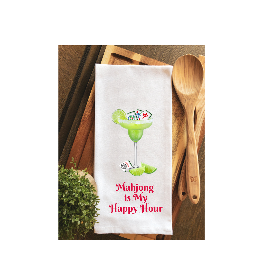 Majhong is My Happy Hour Tea Towel - Kitchen Towel