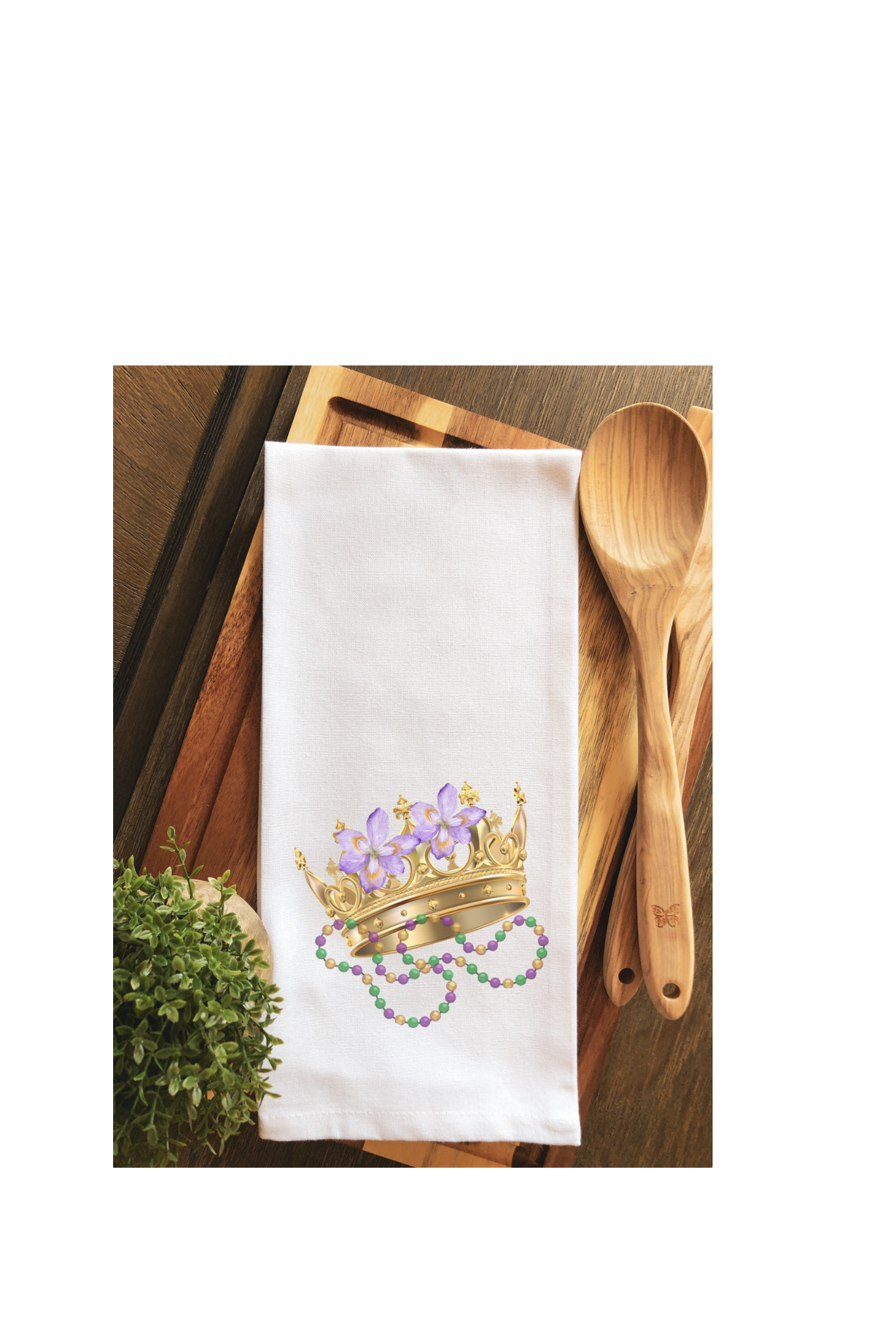 Krewe of Iris Crown Mardi Gras Tea Towel
